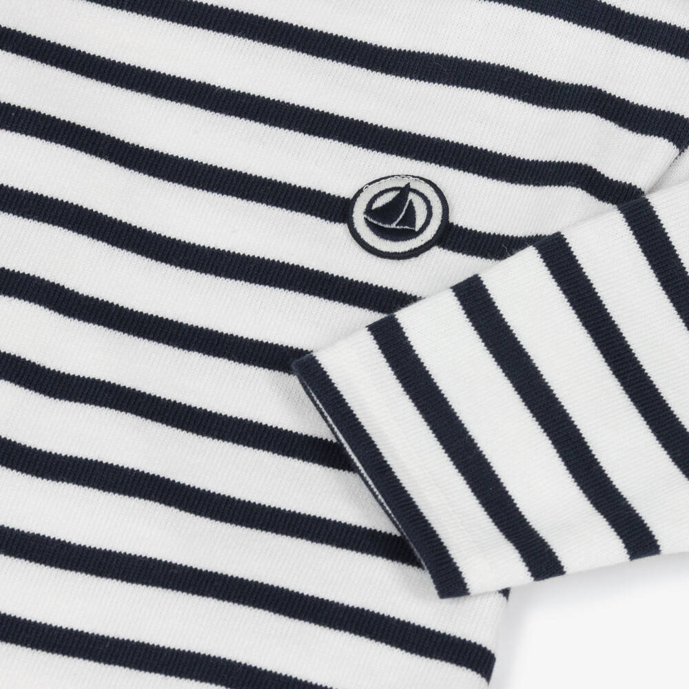 Petit Bateau-Boys Navy Blue & White Breton Stripe Top | Childrensalon Outlet