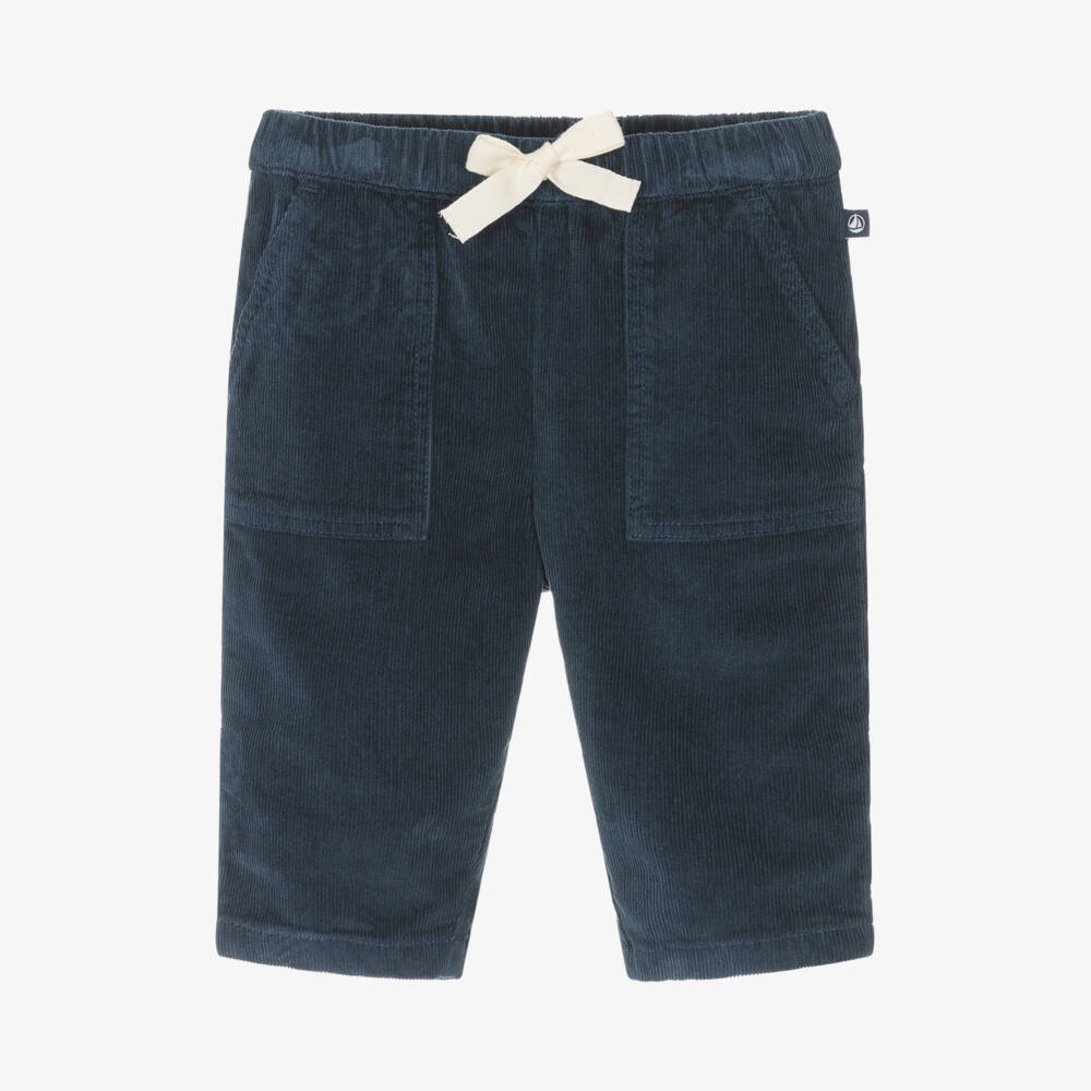 Petit Bateau-Boys Navy Corduroy Pull-On Trousers | Childrensalon Outlet