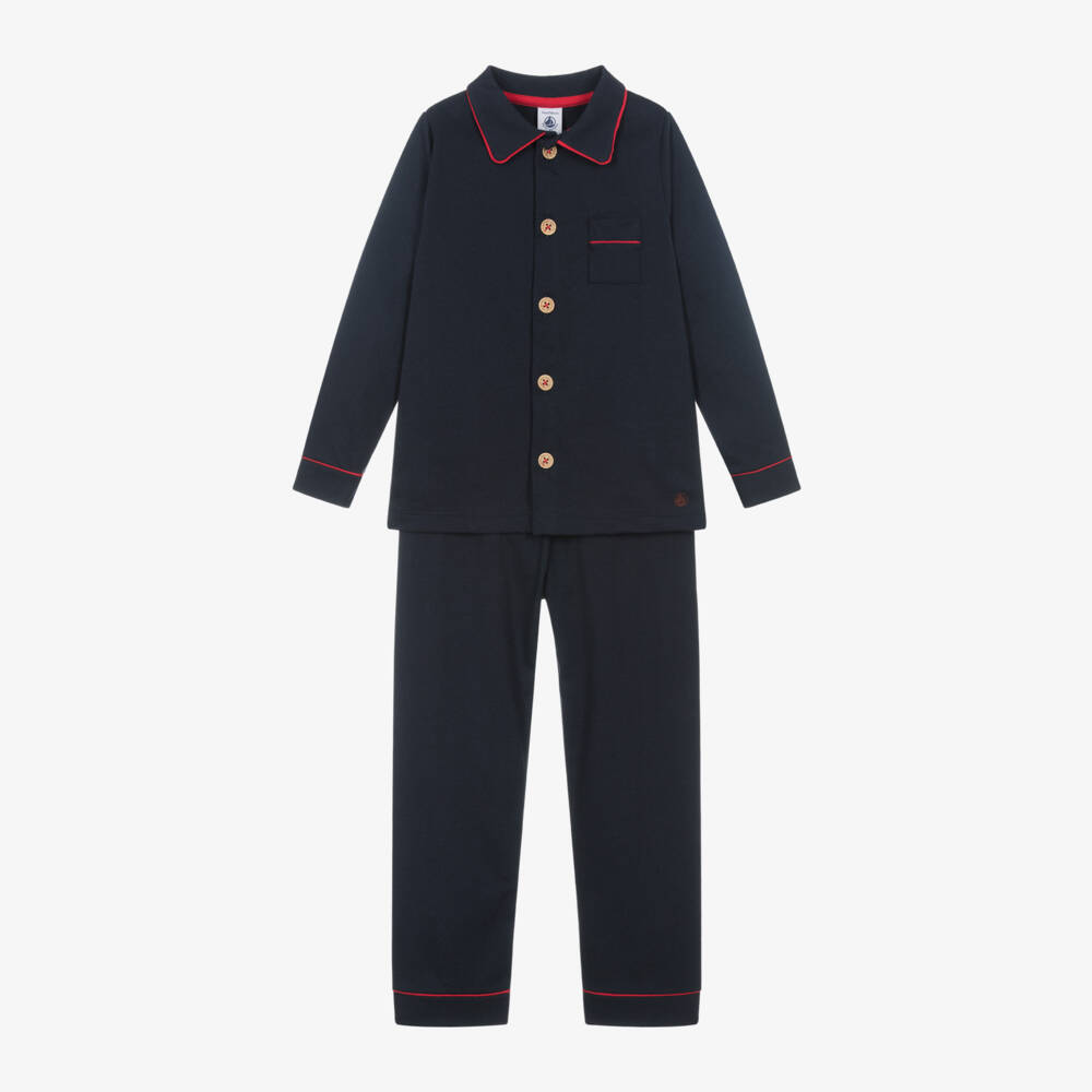 Petit Bateau-Boys Navy Cotton Nightwear Set | Childrensalon Outlet