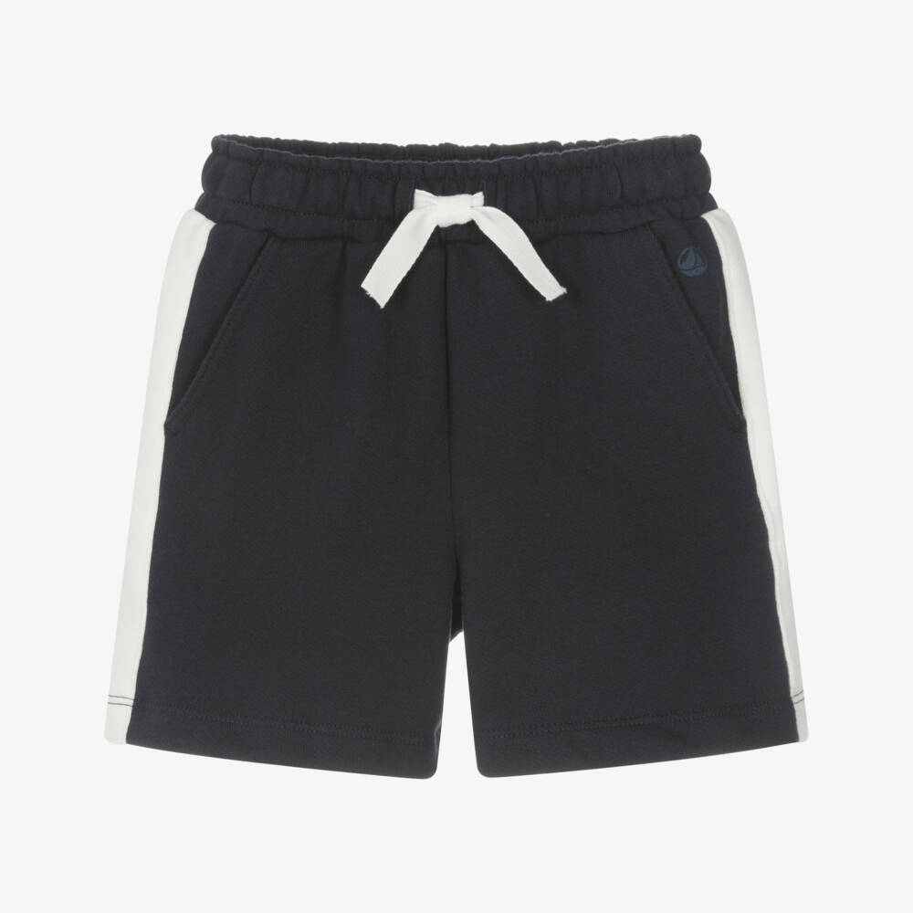 Petit Bateau-شورت جيرسي عضوي أزرق داكن للأولاد | Childrensalon Outlet