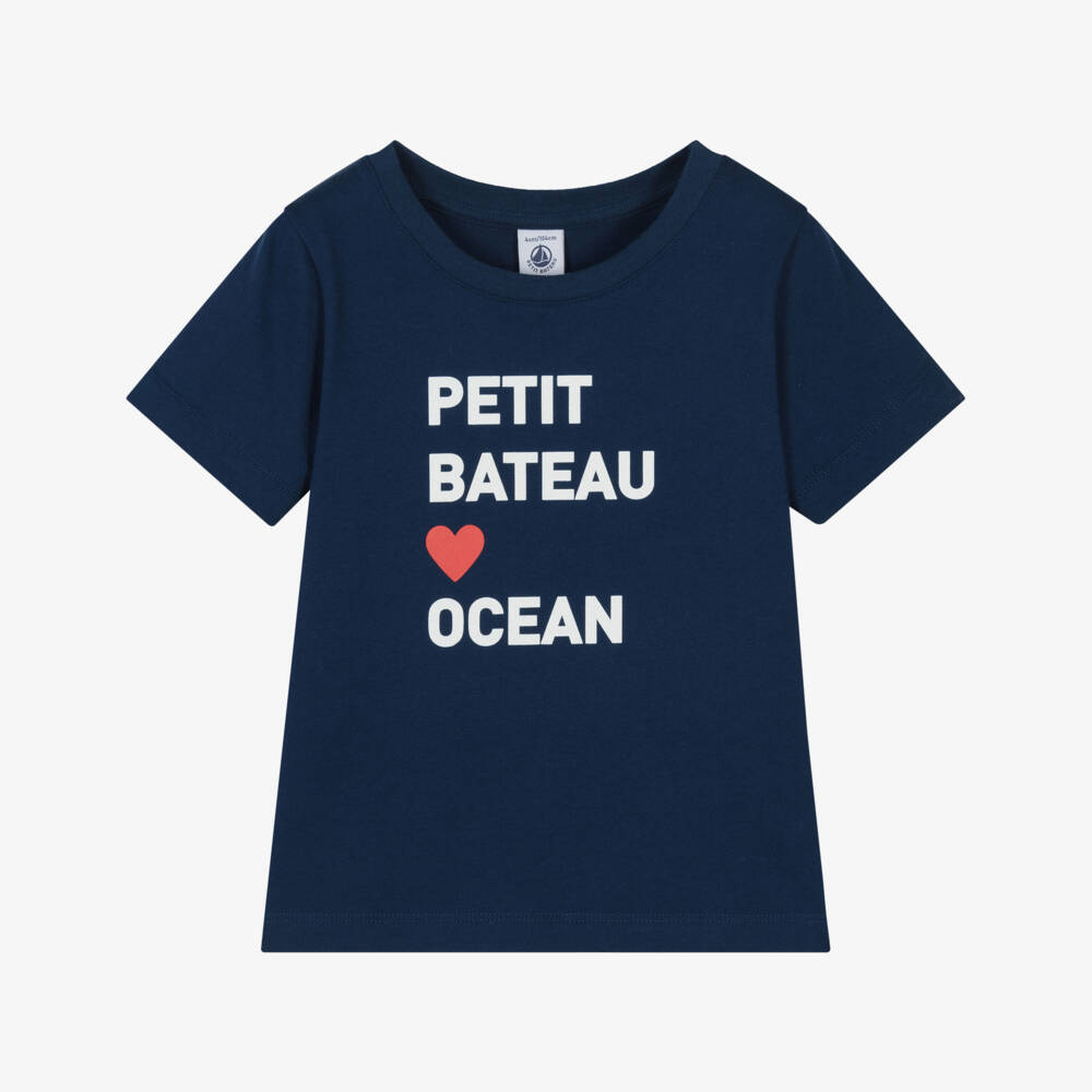 Petit Bateau-Мягкая хлопковая футболка синего цвета для мальчиков | Childrensalon Outlet