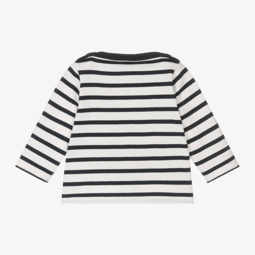 Petit Bateau-Boys Navy Striped Cotton Shirt | Childrensalon Outlet
