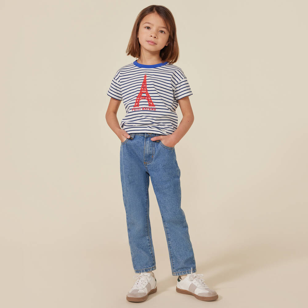 Petit Bateau-Boys Navy Striped Paris Tee | Childrensalon Outlet