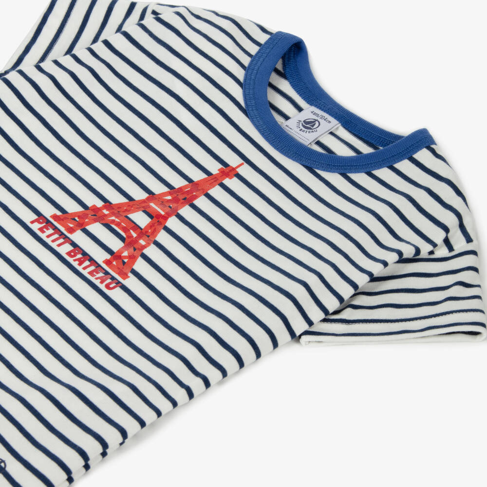 Petit Bateau-Boys Navy Striped Paris Tee | Childrensalon Outlet