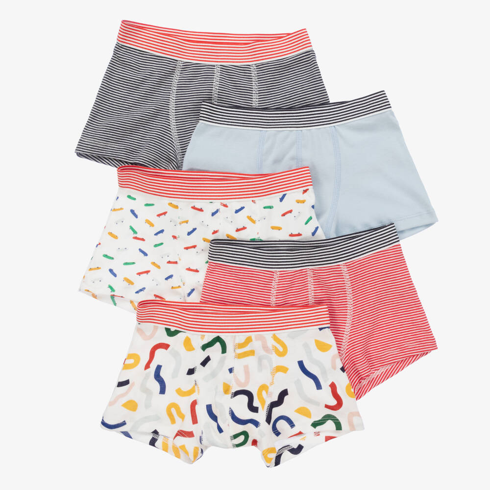 Petit Bateau-Boys Organic Cotton Boxers (5 Pack)  | Childrensalon Outlet