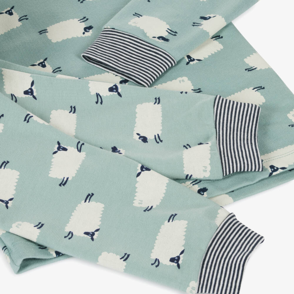 Petit Bateau-Зеленая хлопковая пижама с овечками для мальчиков | Childrensalon Outlet