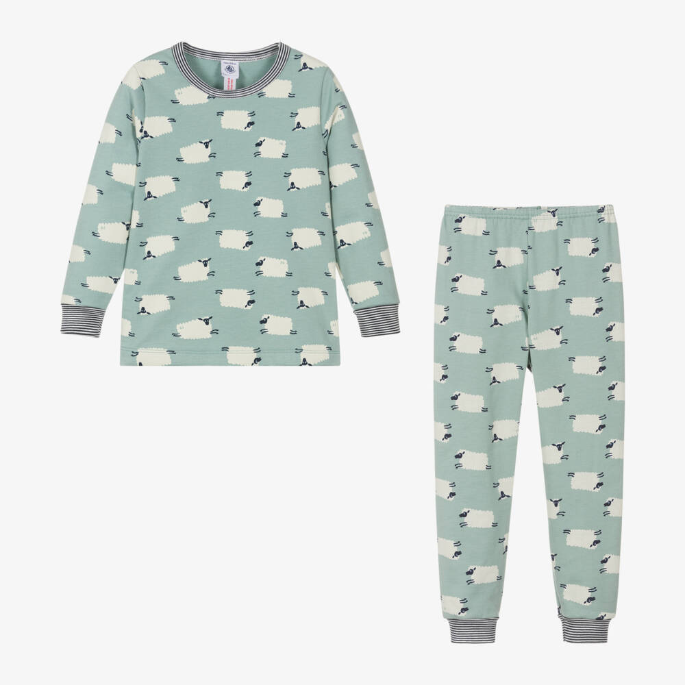 Petit Bateau-Зеленая хлопковая пижама с овечками для мальчиков | Childrensalon Outlet