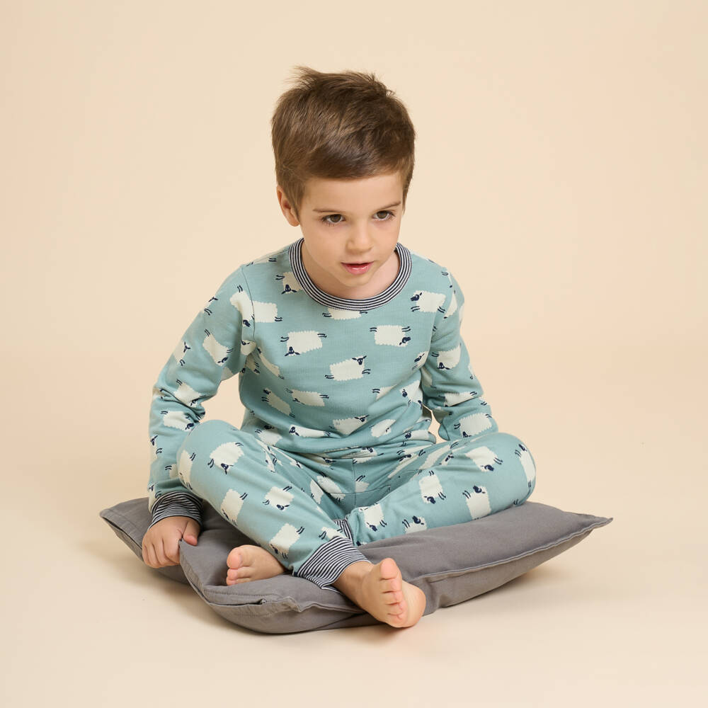 Petit Bateau-Зеленая хлопковая пижама с овечками для мальчиков | Childrensalon Outlet
