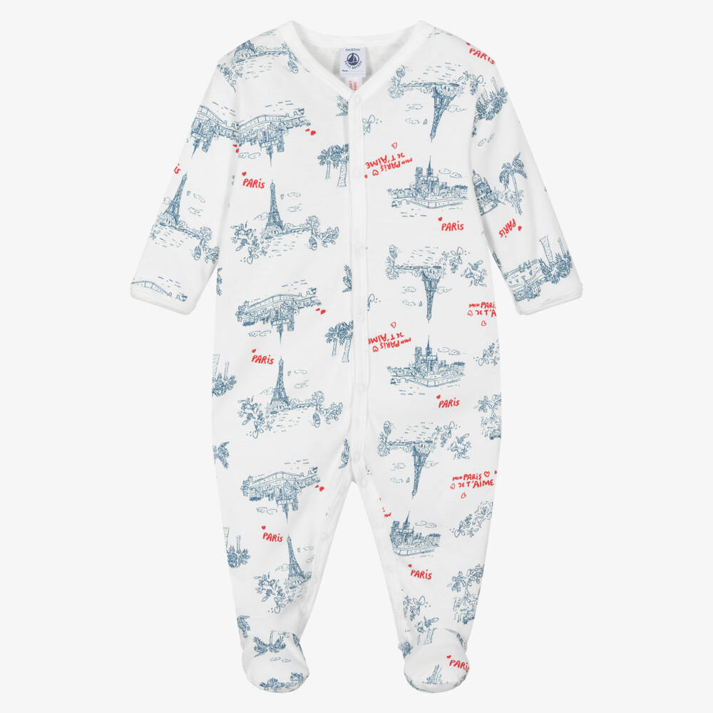 Petit Bateau-Boys Parisian White Baby Romper | Childrensalon Outlet
