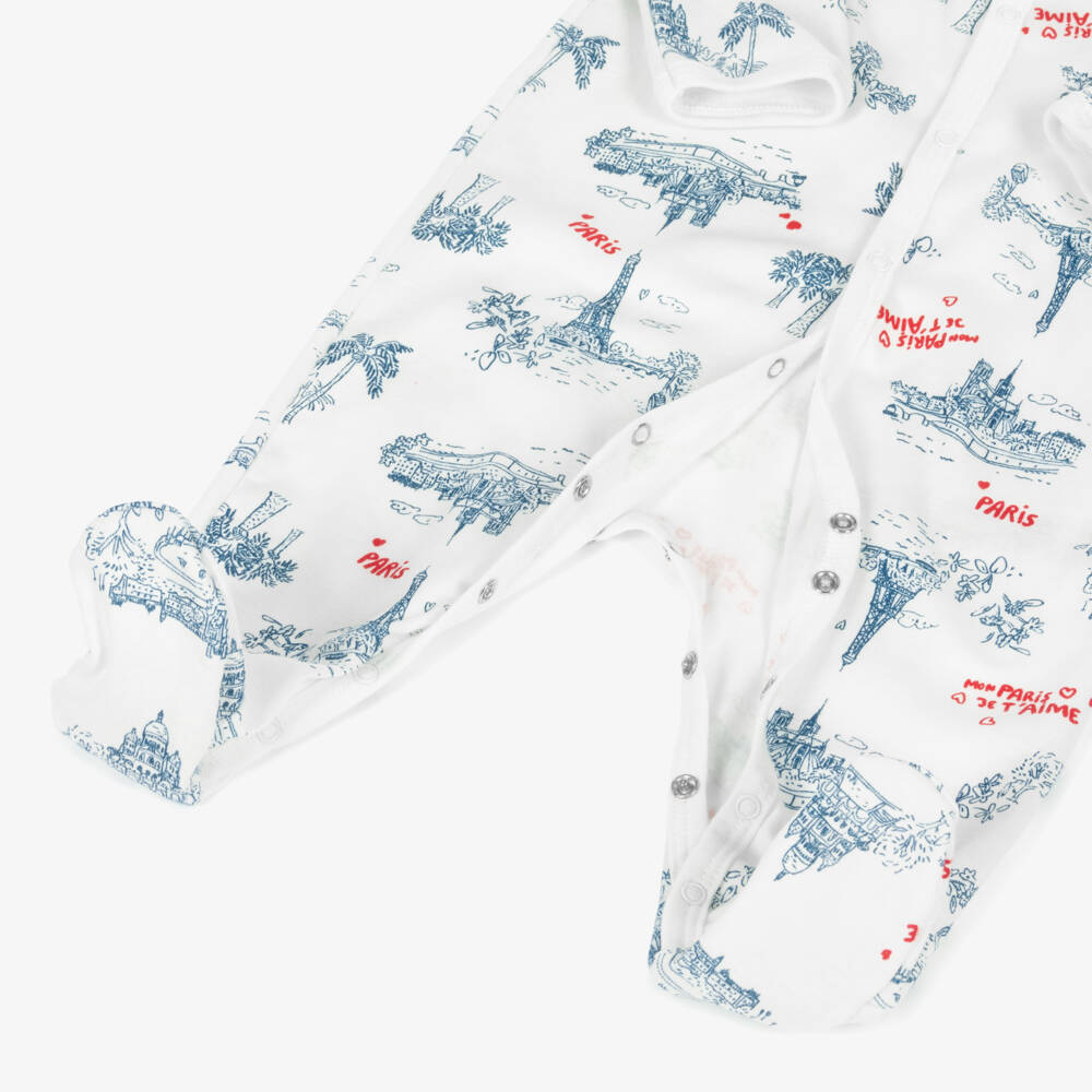 Petit Bateau-Boys Parisian White Baby Romper | Childrensalon Outlet