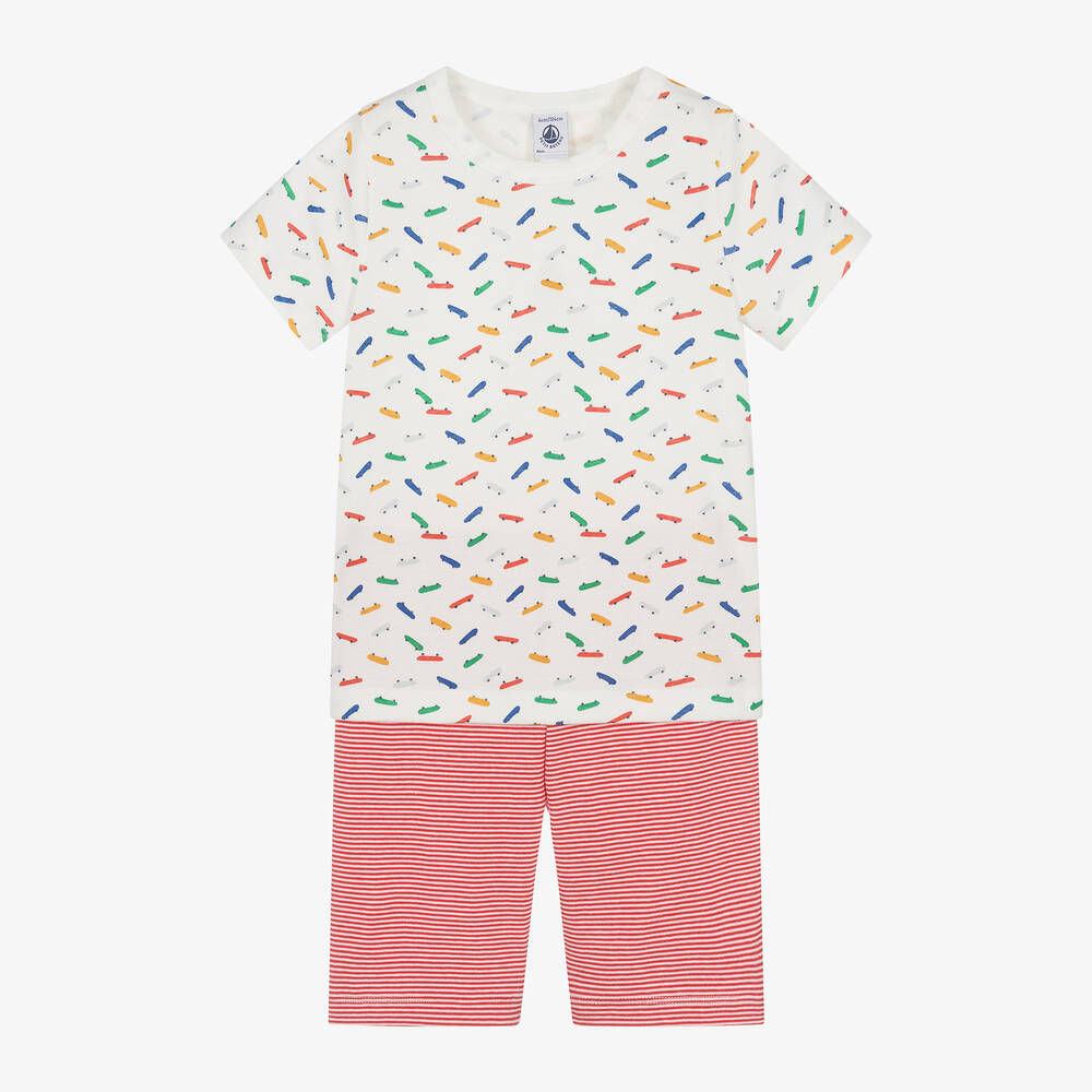 Petit Bateau-Boys Red Cotton Short Pyjamas | Childrensalon Outlet