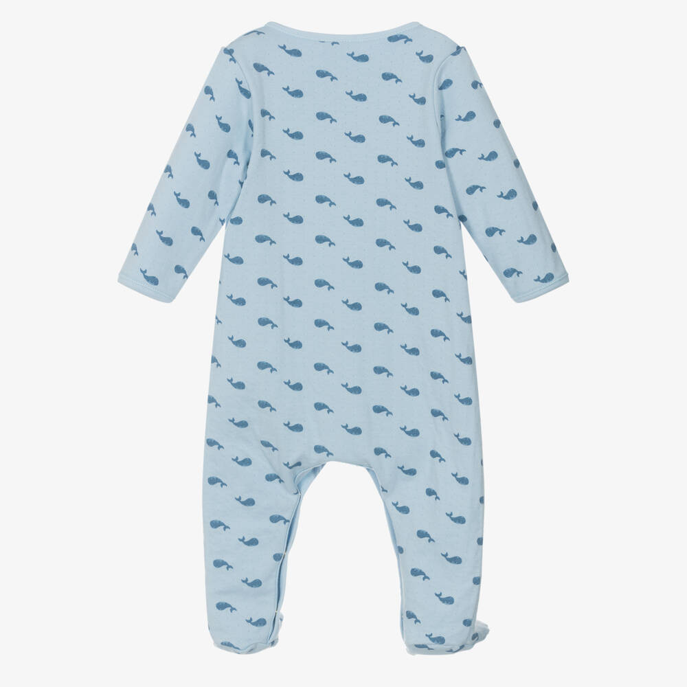 Petit Bateau-Boys Soft Blue Whale Cozy Sleepsuit | Childrensalon Outlet