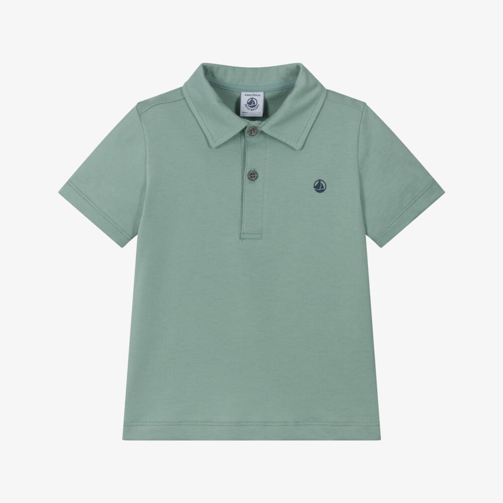 Petit Bateau-Boys Soft Green Polo Top | Childrensalon Outlet