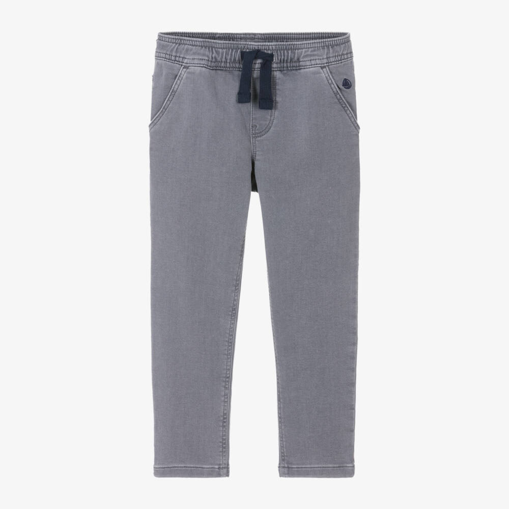 Petit Bateau-Boys Soft Grey Denim Trousers | Childrensalon Outlet