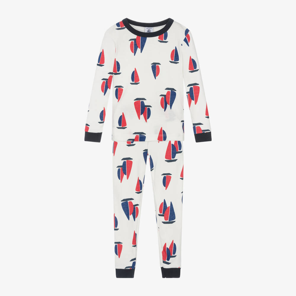 Petit Bateau-بيجاما قطن عضوي  لون عاجي للأولاد | Childrensalon Outlet