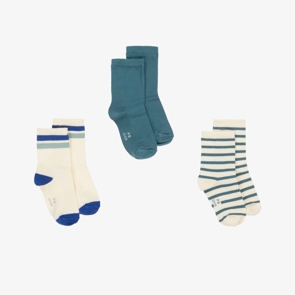 Petit Bateau-Boys Soft Knit Ivory & Blue Multi-Pack | Childrensalon Outlet