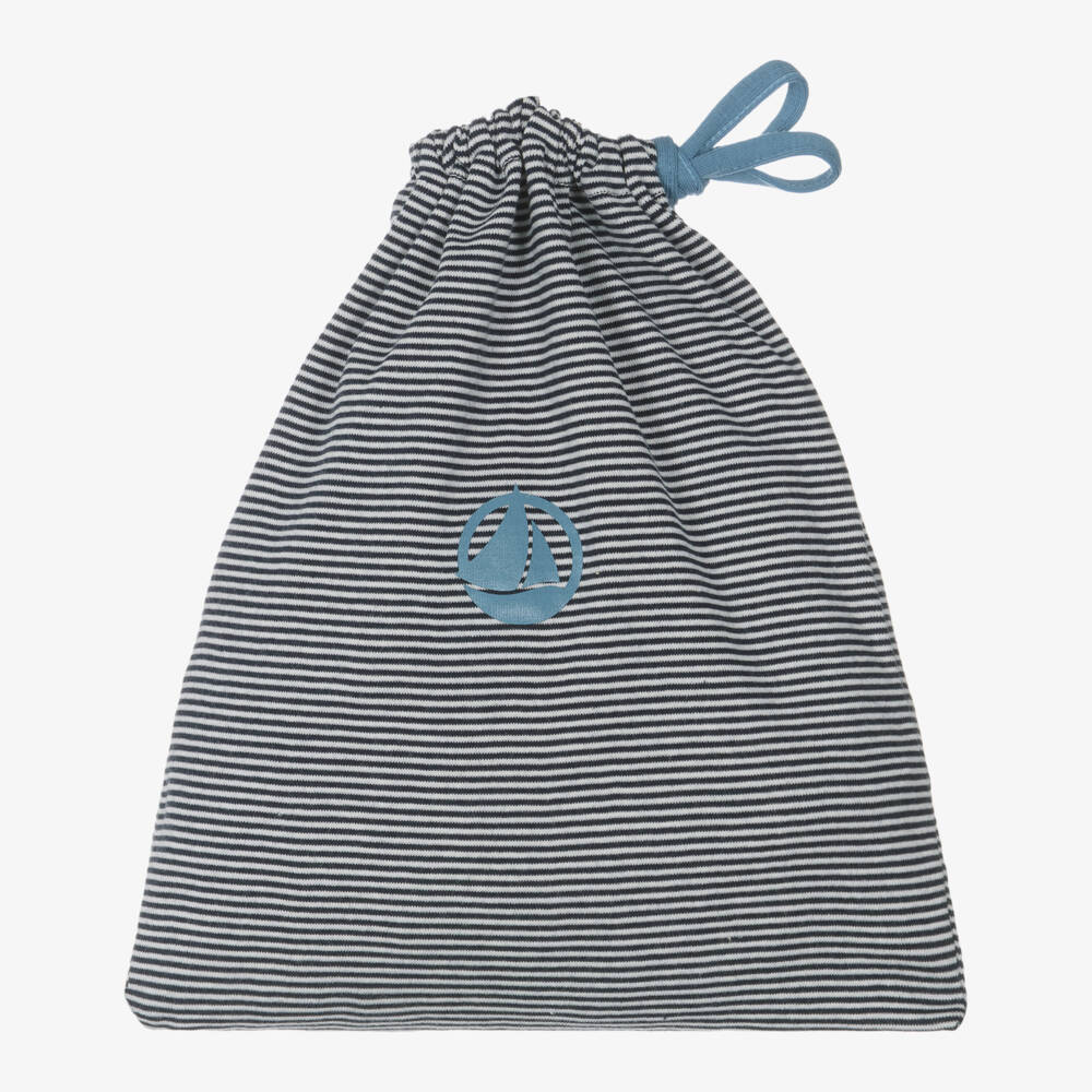 Petit Bateau-Boys Striped Blue Cotton Romper Set | Childrensalon Outlet