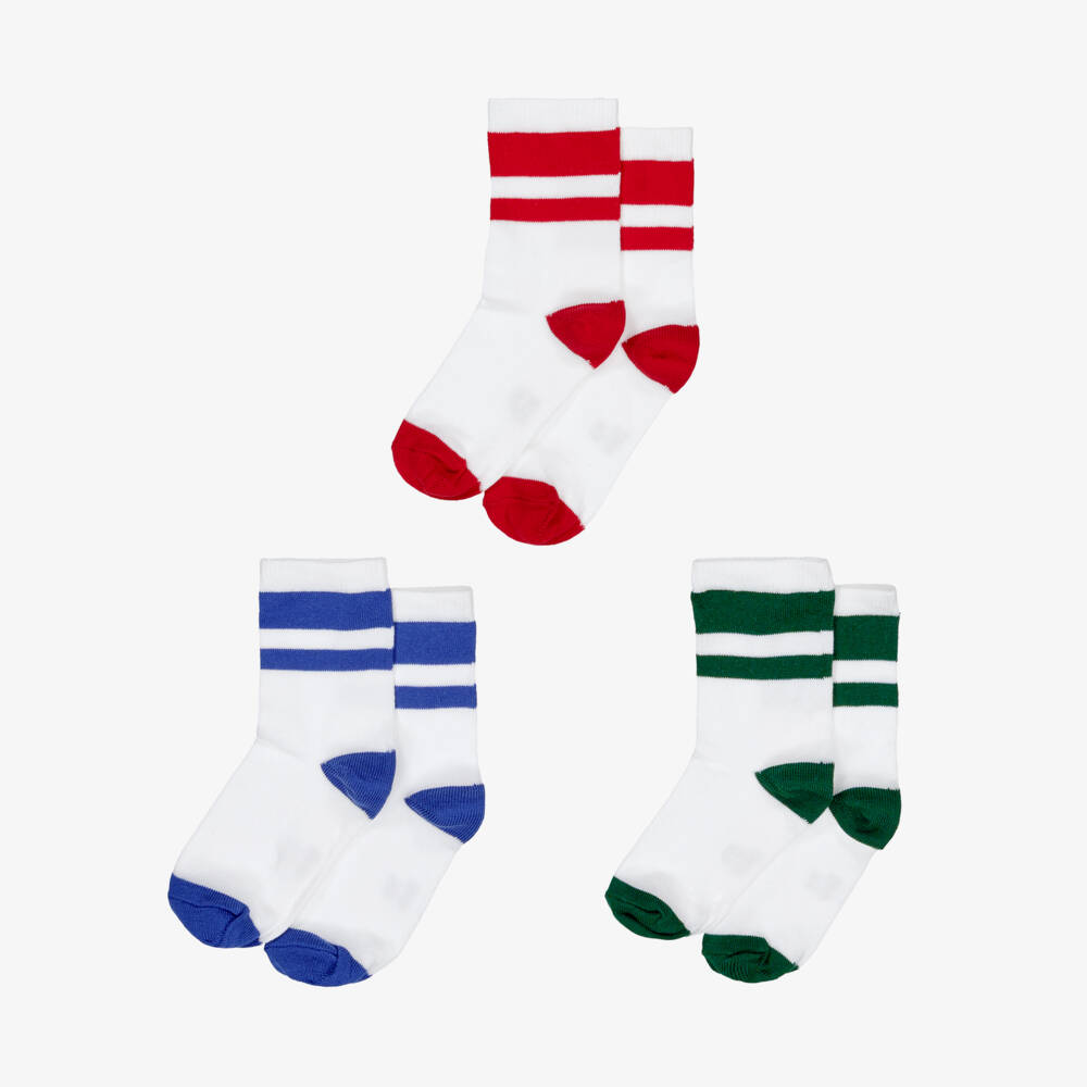 Petit Bateau-Boys Triple Stripe Cotton Socks Trio | Childrensalon Outlet