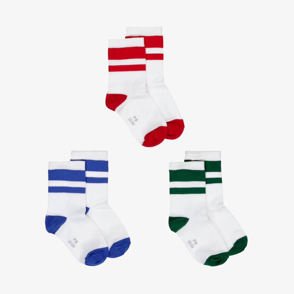 Petit Bateau-Boys Triple Stripe Cotton Socks Trio | Childrensalon Outlet