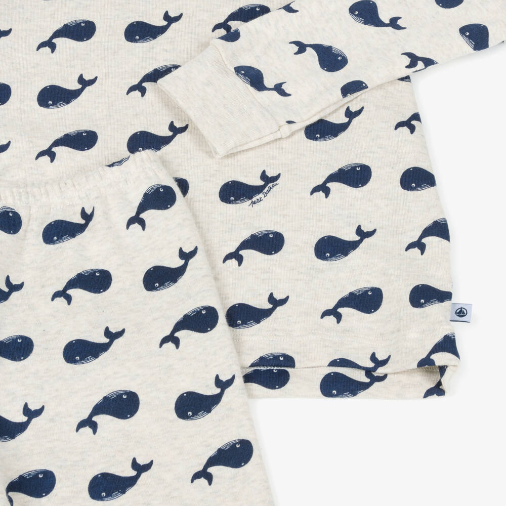 Petit Bateau-Boys Whale Print Cotton Pyjamas | Childrensalon Outlet