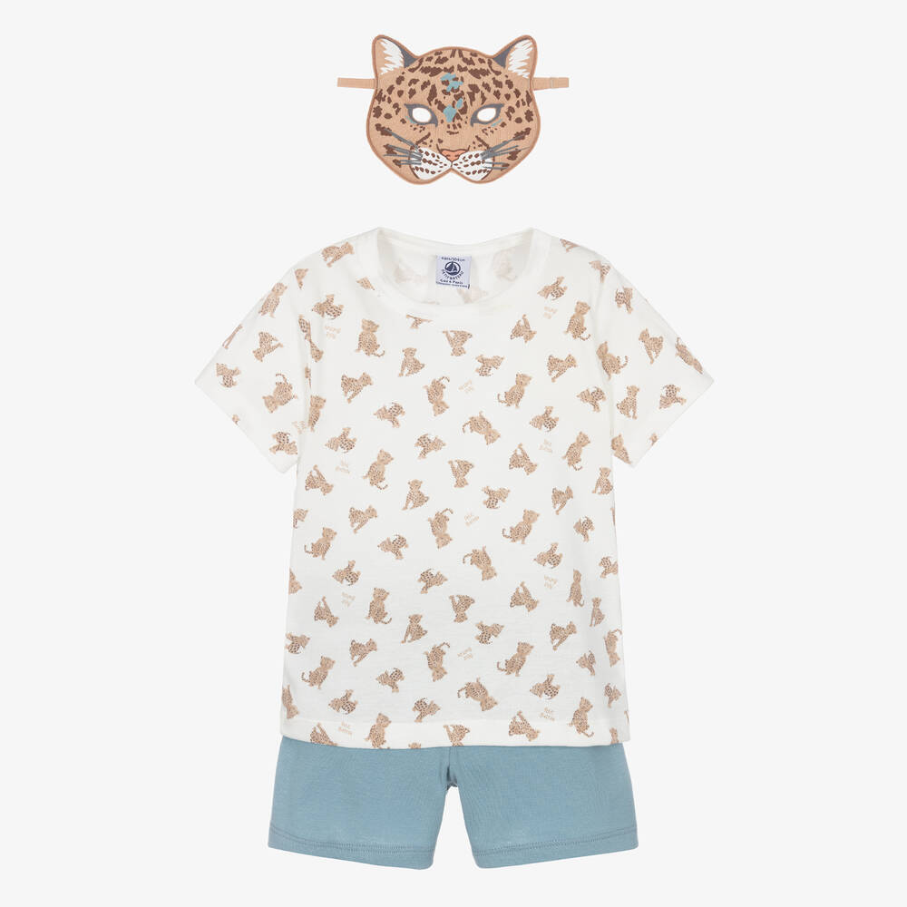 Petit Bateau - Boys White & Blue Cotton Pyjamas | Childrensalon