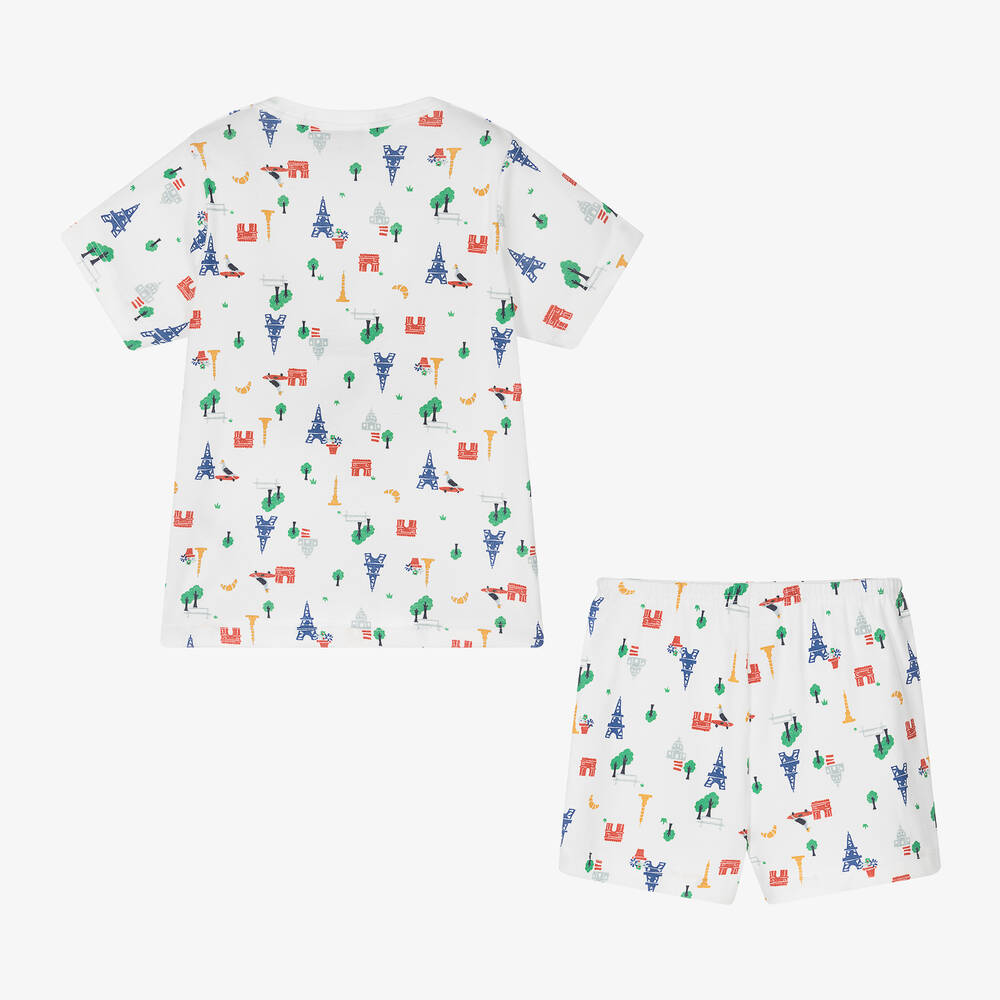 Petit Bateau-بيجاما شورت قطن لون أبيض للأولاد | Childrensalon Outlet
