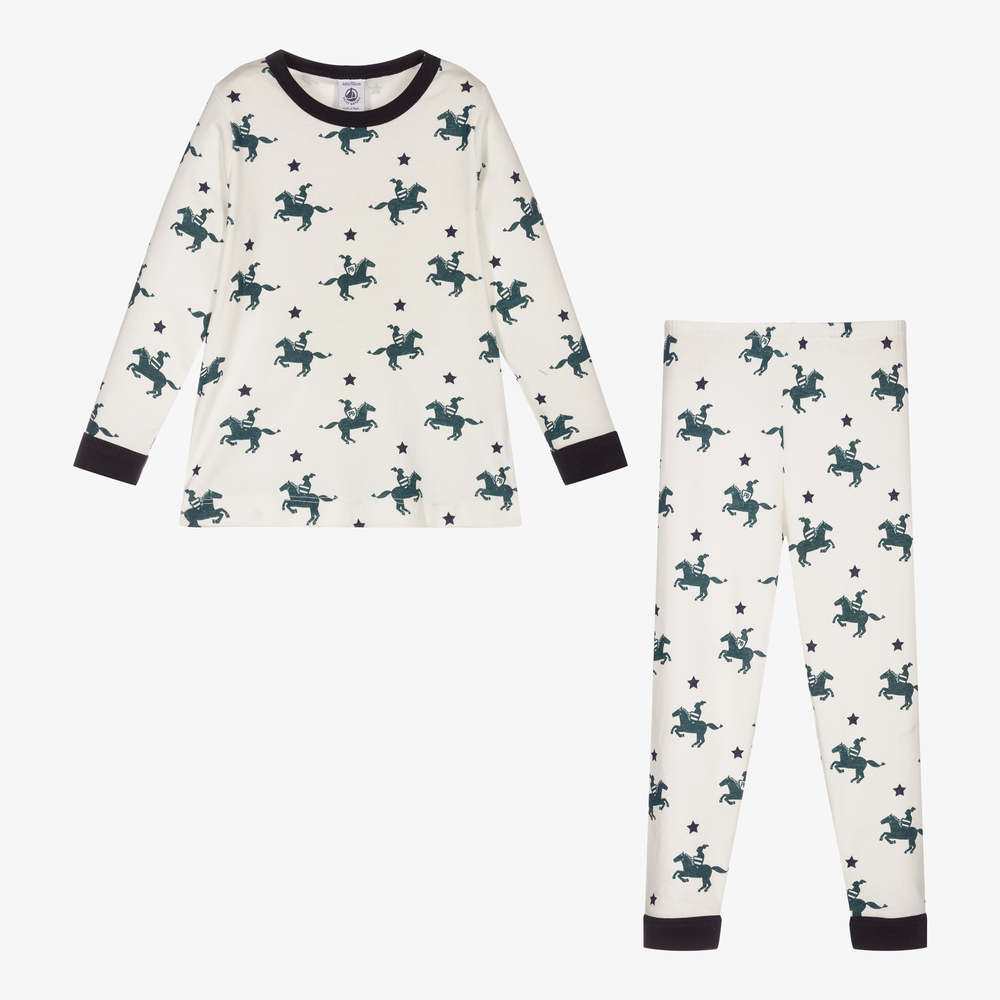 Petit Bateau-Boys White Cotton Pyjamas | Childrensalon Outlet