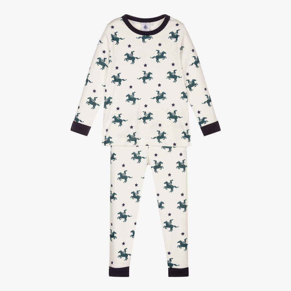 Petit Bateau - Weißer Baumwoll-Schlafanzug (J) | Childrensalon