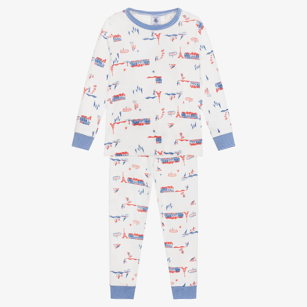 Petit Bateau - Pyjama blanc en coton bio garçon | Childrensalon