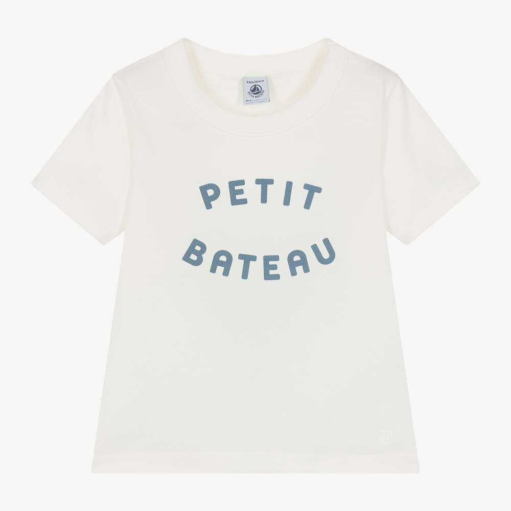 Petit Bateau-Boys White Organic Cotton T-Shirt | Childrensalon Outlet