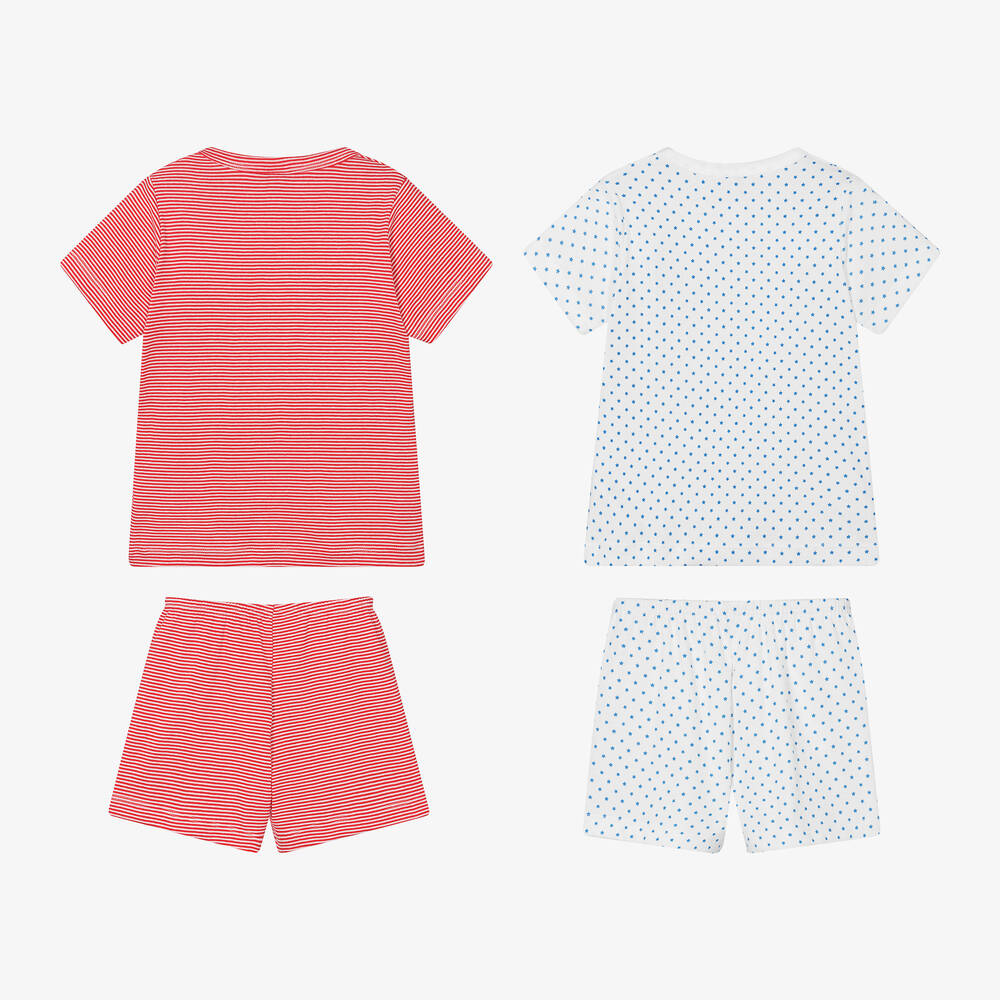 Petit Bateau-Boys White & Red Cotton Pyjamas (2 Pack) | Childrensalon Outlet