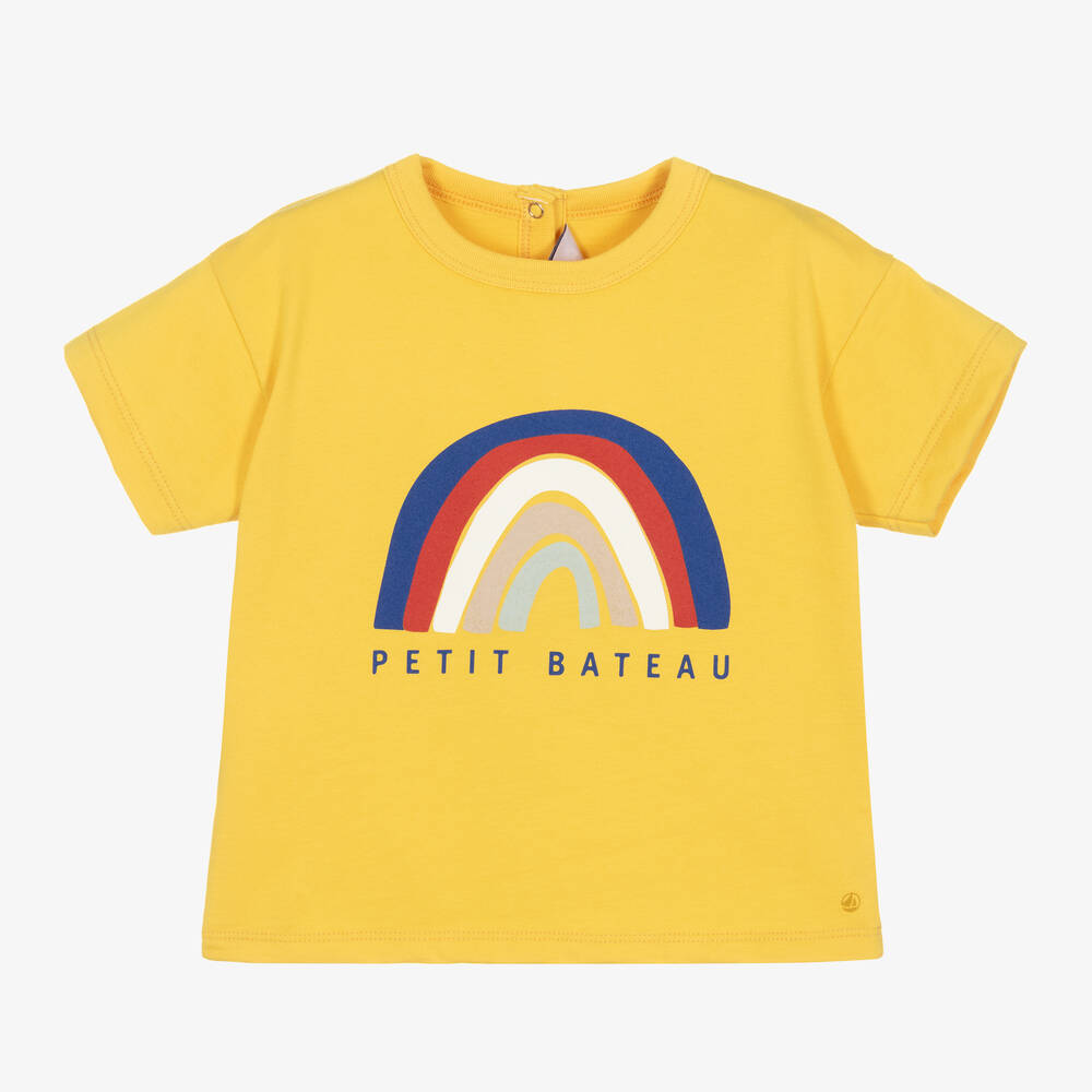 Petit Bateau-Boys Yellow Organic Cotton Rainbow T-Shirt | Childrensalon Outlet