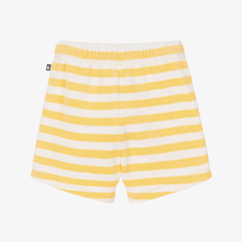 Petit Bateau-Boys Yellow Stripe Terry Towelling Shorts | Childrensalon Outlet