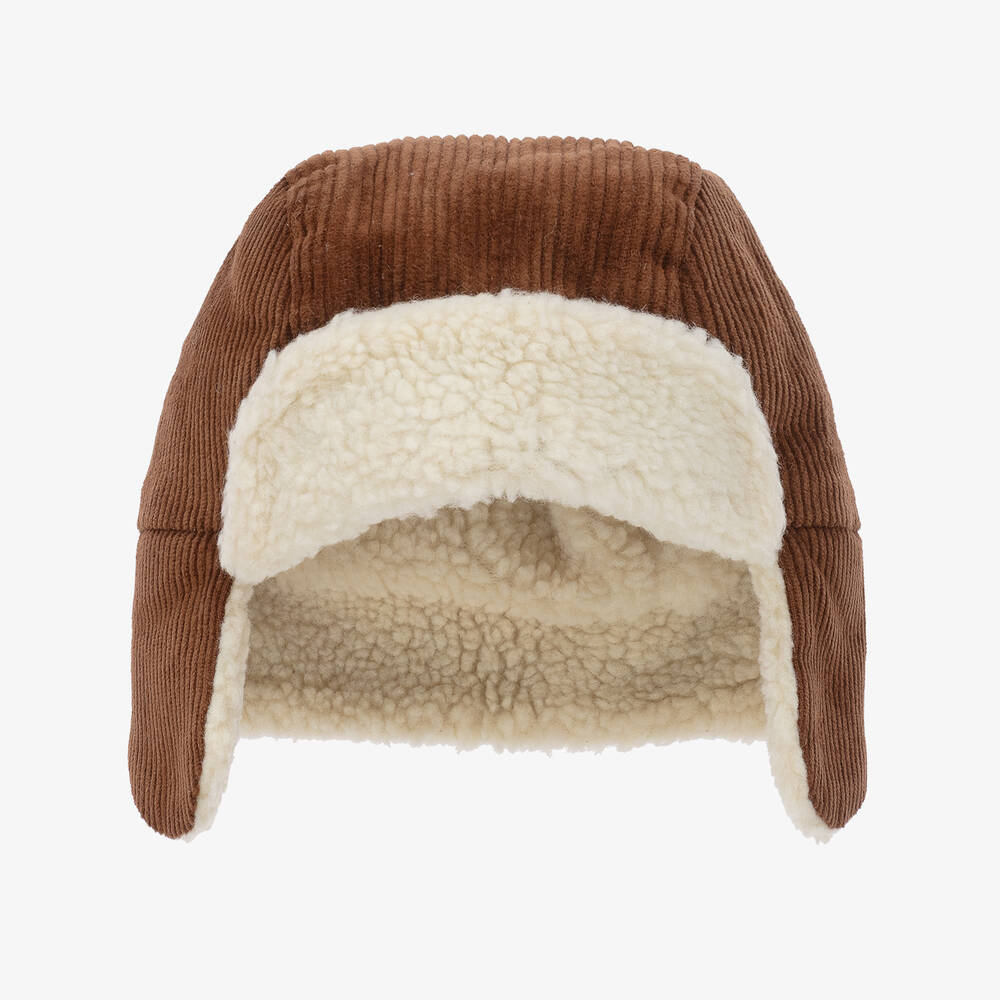 Petit Bateau - Bonnet de trappeur velours marron | Childrensalon