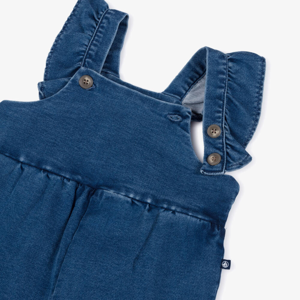 Petit Bateau-Girls Azure Denim Overalls | Childrensalon Outlet