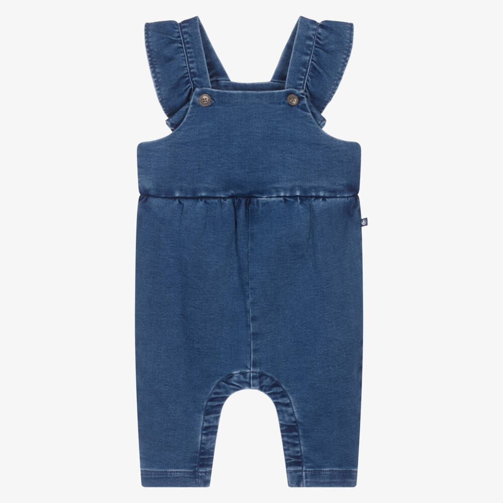 Petit Bateau-Girls Azure Denim Overalls | Childrensalon Outlet