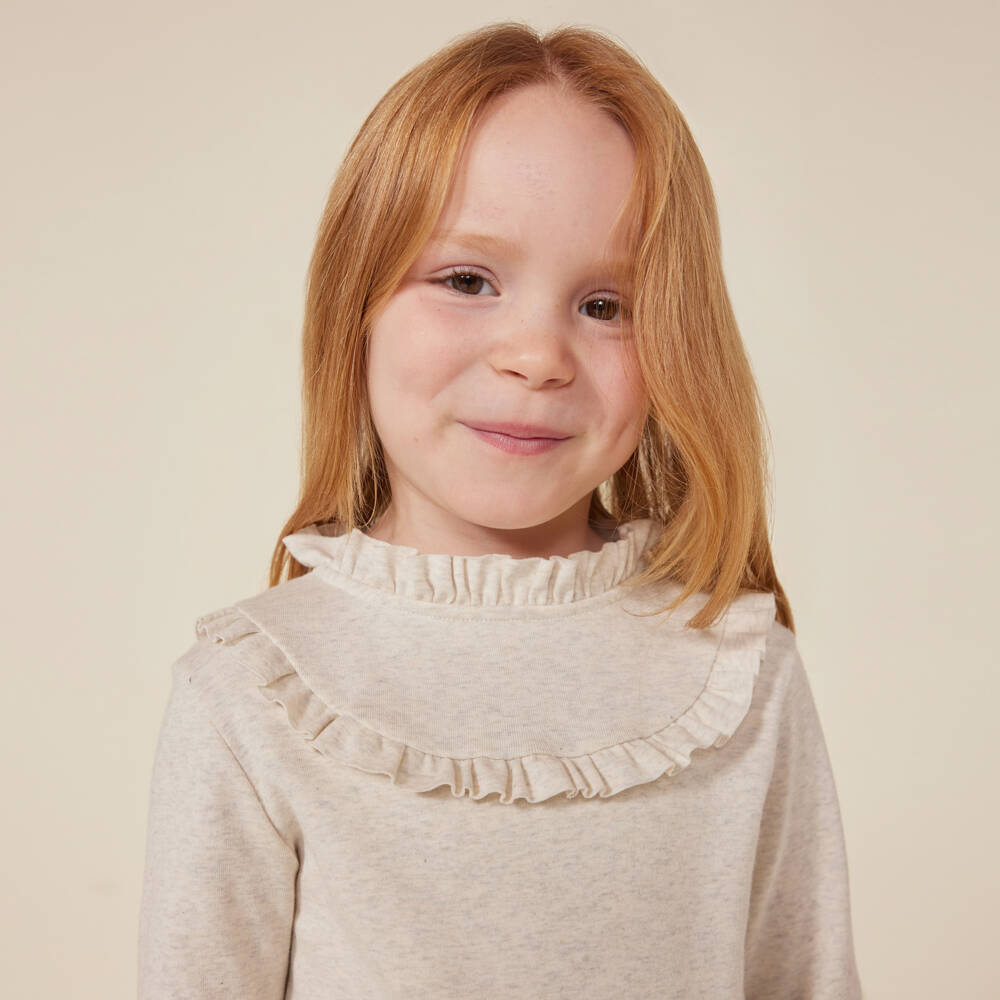 Petit Bateau-توب قطن عضوي لون بيج للبنات | Childrensalon Outlet