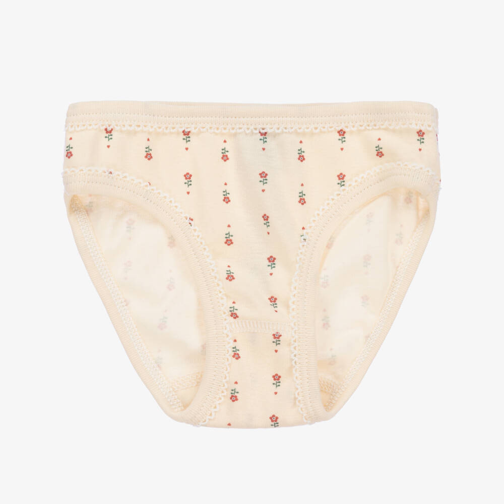 Petit Bateau-Girls Beige Organic Cotton Knickers (3 Pack) | Childrensalon Outlet