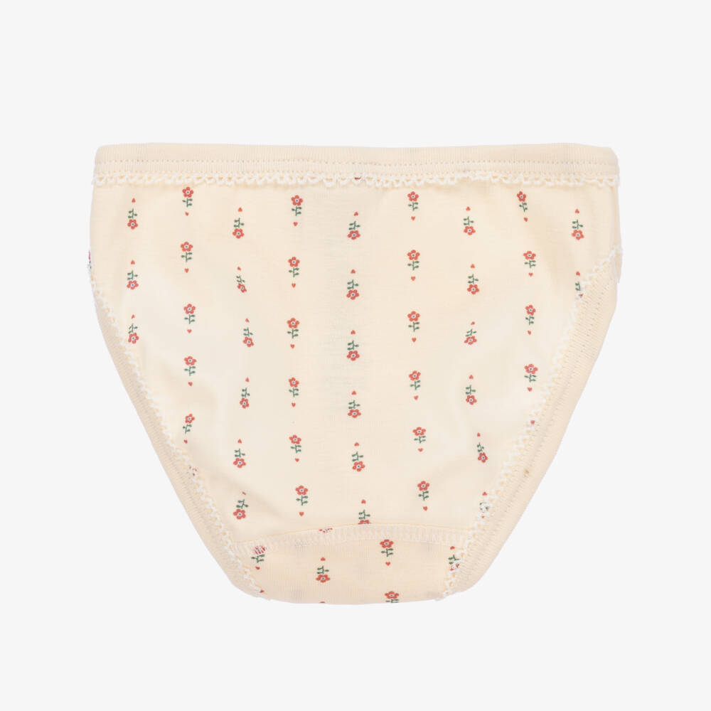 Petit Bateau-Girls Beige Organic Cotton Knickers (3 Pack) | Childrensalon Outlet