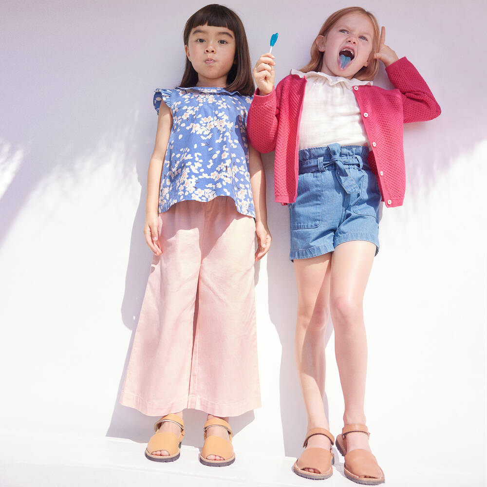 Petit Bateau-Girls Blue Chambray Shorts | Childrensalon Outlet