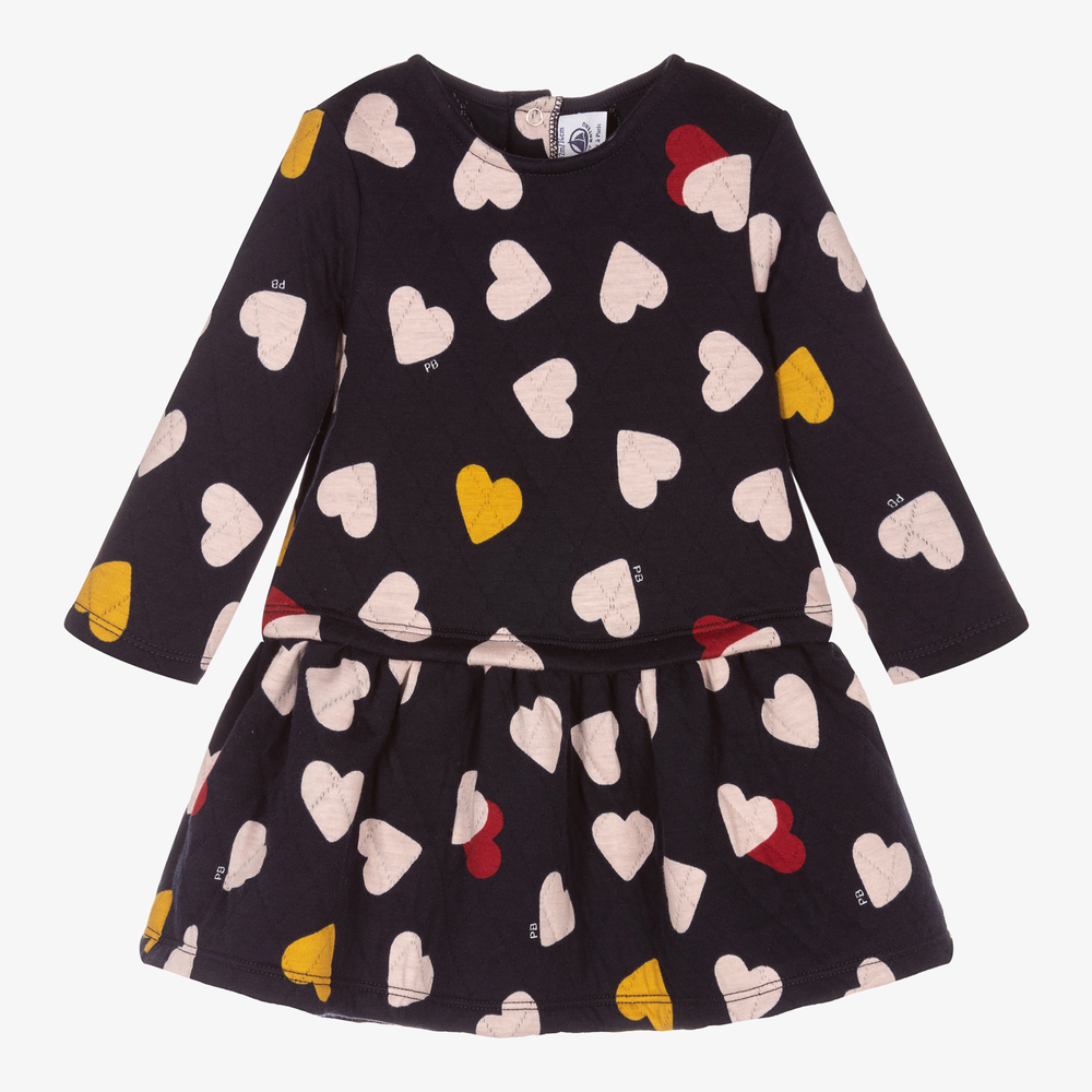 Petit Bateau-Girls Blue Cotton Jersey Dress | Childrensalon Outlet