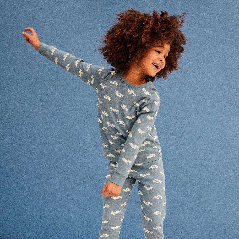 Petit Bateau-Girls Blue Cotton Pyjamas | Childrensalon Outlet