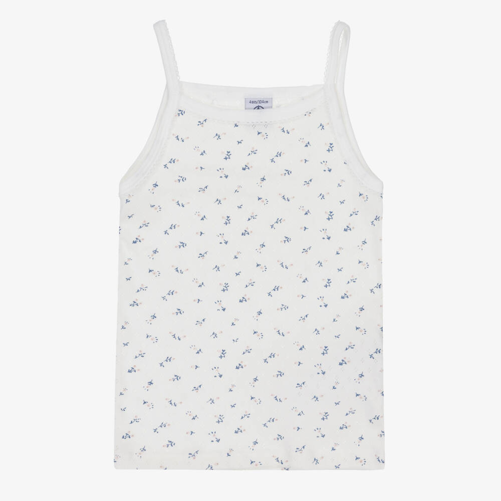 Petit Bateau-Girls Blue Ivory Floral Vests Set | Childrensalon Outlet