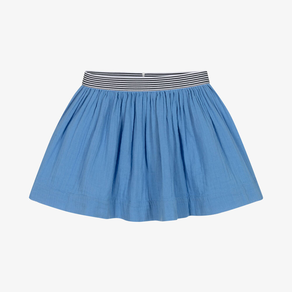 Petit Bateau - Girls Blue Organic Cheesecloth Skirt | Childrensalon