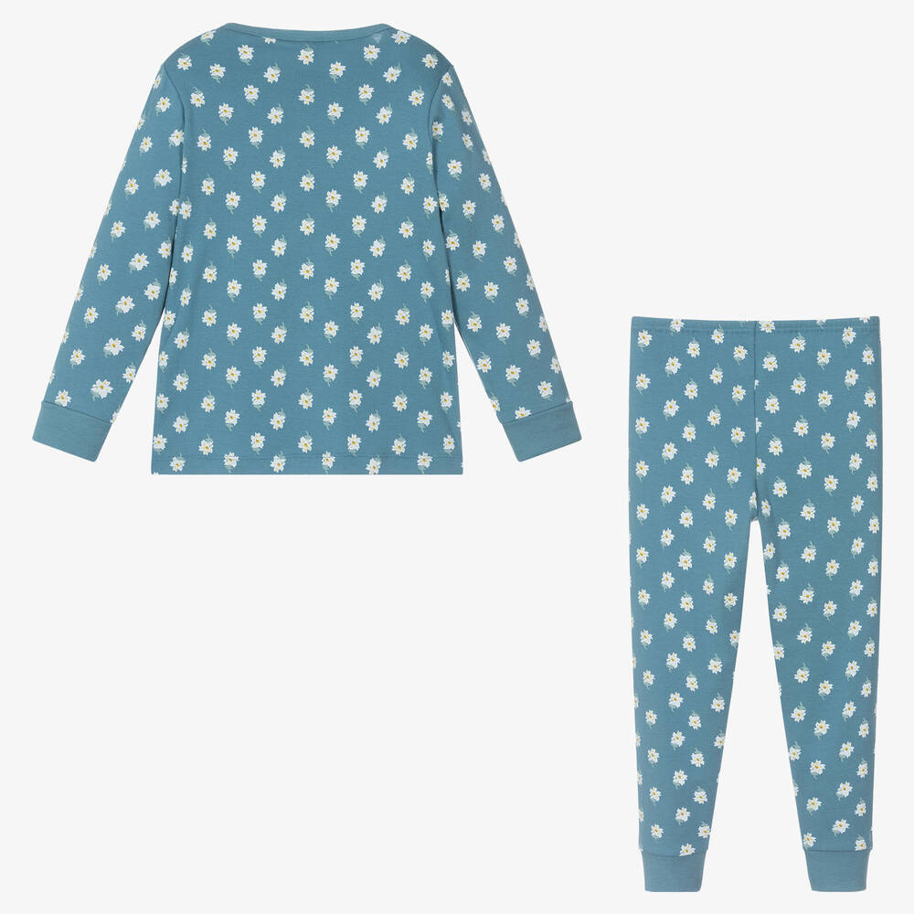 Petit Bateau-Голубая пижама из органического хлопка в цветочек | Childrensalon Outlet