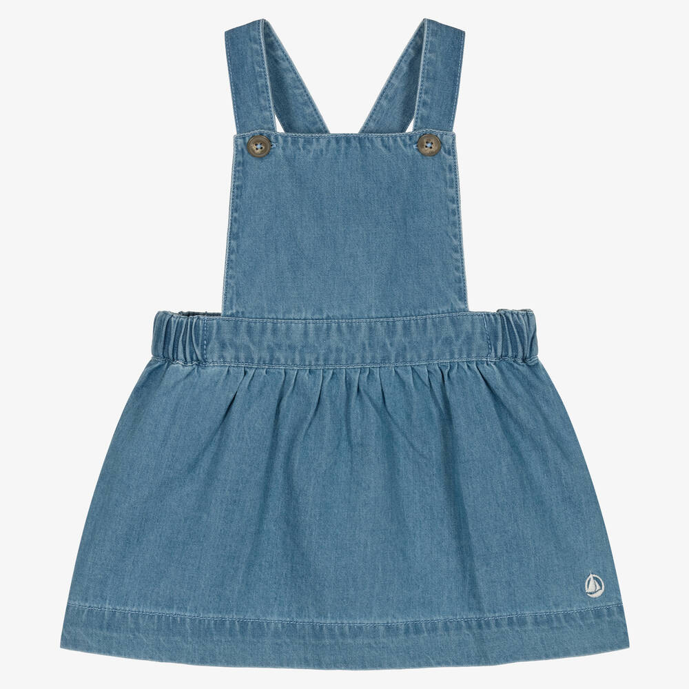 Petit Bateau - Blaues Bio-Denim-Trägerkleid | Childrensalon