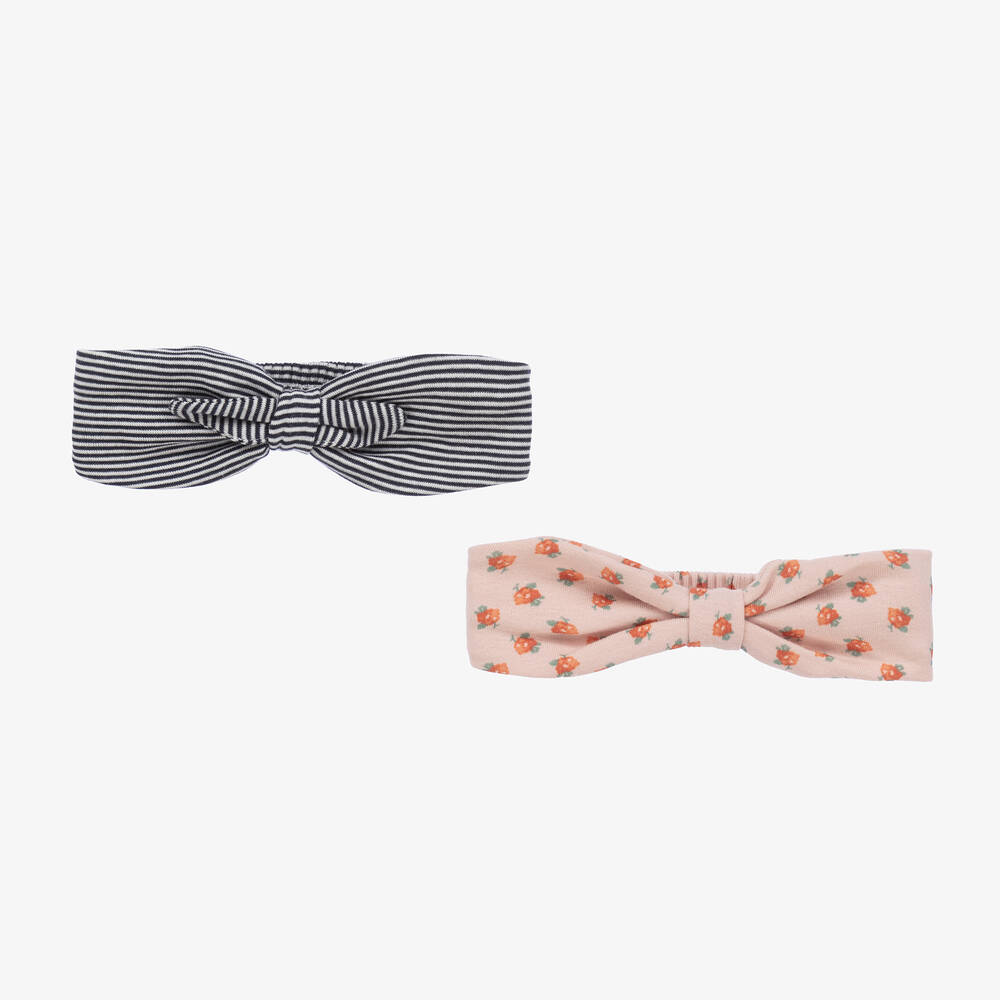 Petit Bateau - Girls Blue & Pink Cotton Headbands (2 Pack) | Childrensalon