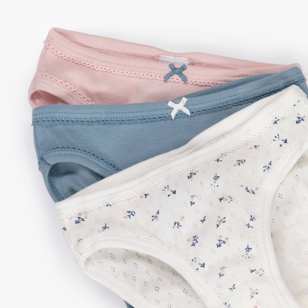 Petit Bateau-Тройка хлопковых трусиков с цветочным узором для девочек | Childrensalon Outlet