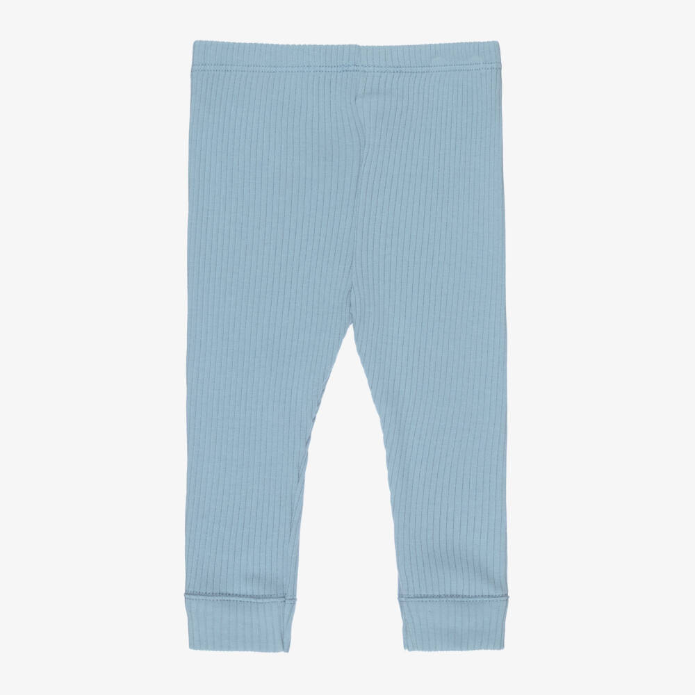 Petit Bateau-Girls Blue Ribbed Cotton Jersey Leggings | Childrensalon Outlet