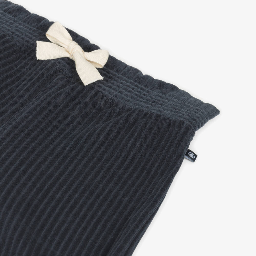 Petit Bateau-بنطلون بأرجل واسعة قطن لون كحلي للبنات | Childrensalon Outlet